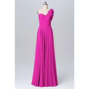 KF Bridal Fuchsia One-Shoulder Bridesmaid Dress